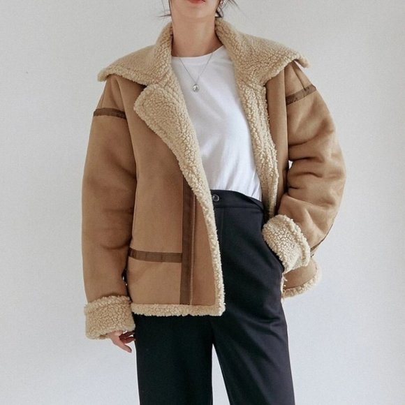MODA ME COUTURE Jackets & Blazers - khaki zip up teddy lined coat casual streetwear fall winter